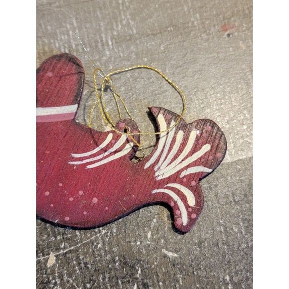 Wooden red bird ornament Xmas decor - Picture 3 of 4